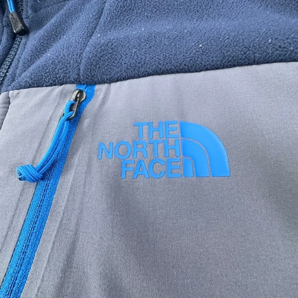 The North Face Mens Blue Gray Full Zip Sherpa Lined Fleece Vest Size M